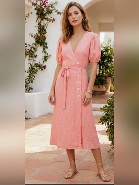 Faithfull The Brand | Fran Midi Dress in Maurie Floral Coral Size 4 (S)